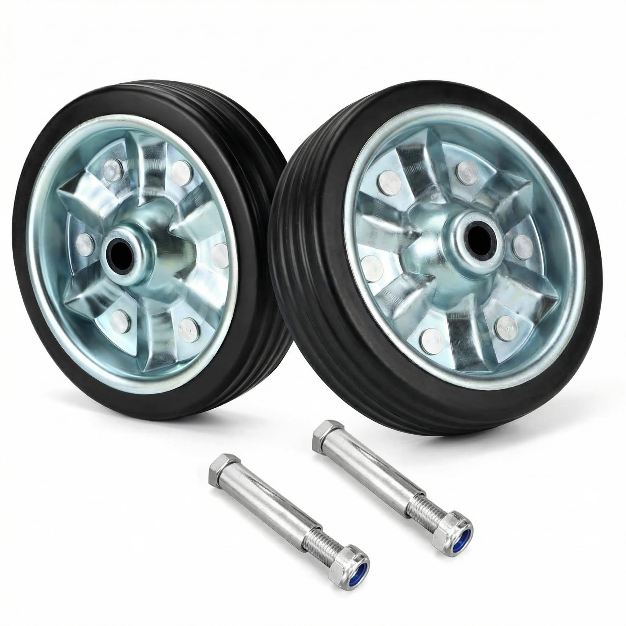 QWORK® Ersatzrad 200x50 mm für Anhänger Stützrad - Erhöhte Tragfähigkeit 680 kg - Vollgummi mit Stahlfelge