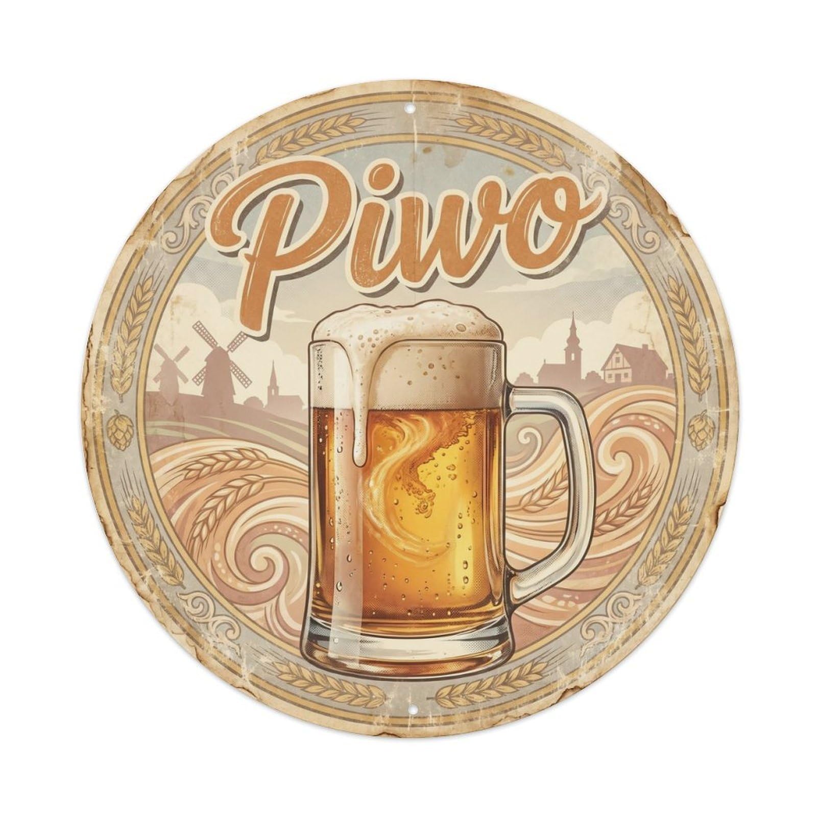 Olyhtr 8X8inch Classic Style Beer Culture Polish Travel Ale House Classic Diner Metal Tin Sign