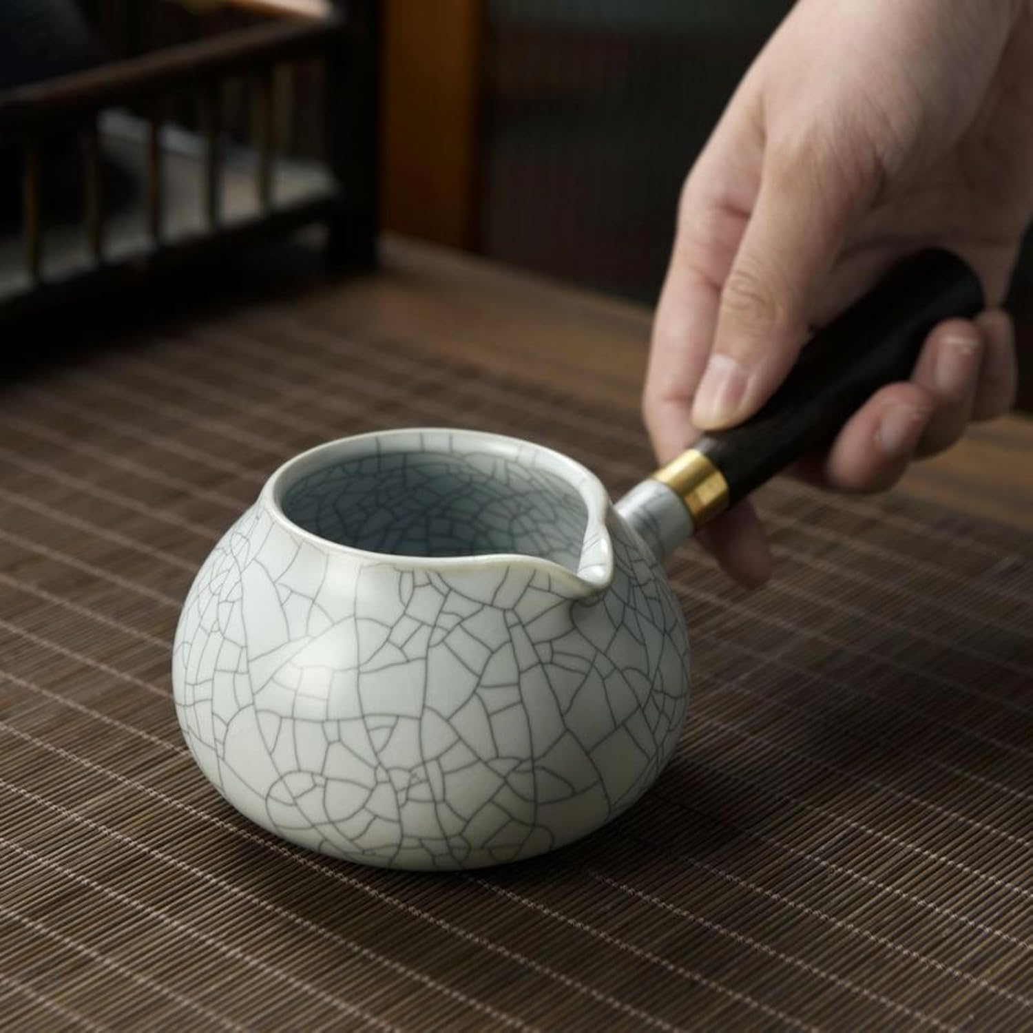 Ru Kiln Ceramics Fairness Cup, 220ml 7.4oz, Tea Dispenser Kung Fu Tea Set Accessories