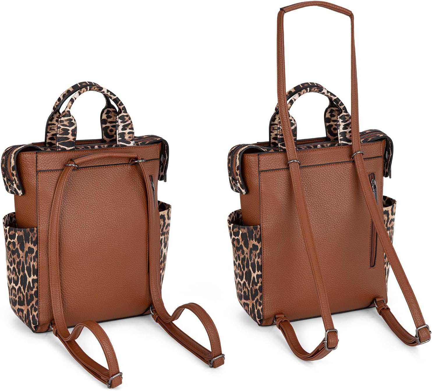 Montana West Wrangler Leopard Backpack Purse for Women Vegan Leather Ladies Convertible Backpack Stylish Anti Theft Backpack with Adjustable Strap - Image 4