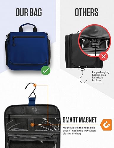 Vista 6 de VENTURE 4TH Neceser de viaje colgante para mujeres y hombres - Organizador grande de artículos de tocador con 18 compartimentos, bolsa extraíble