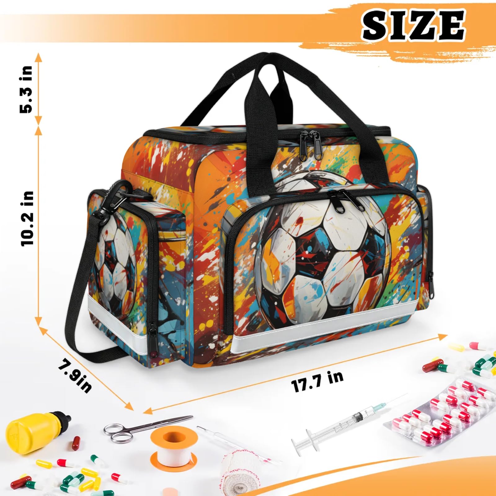 GzLeyigou First Aid Bags Empty, Soccers Emergency Bag First Aid Kit Multiple Compartment Kit Carrier On Call Trauma Bag For Paramedics Emergency Medical Supplies Kit