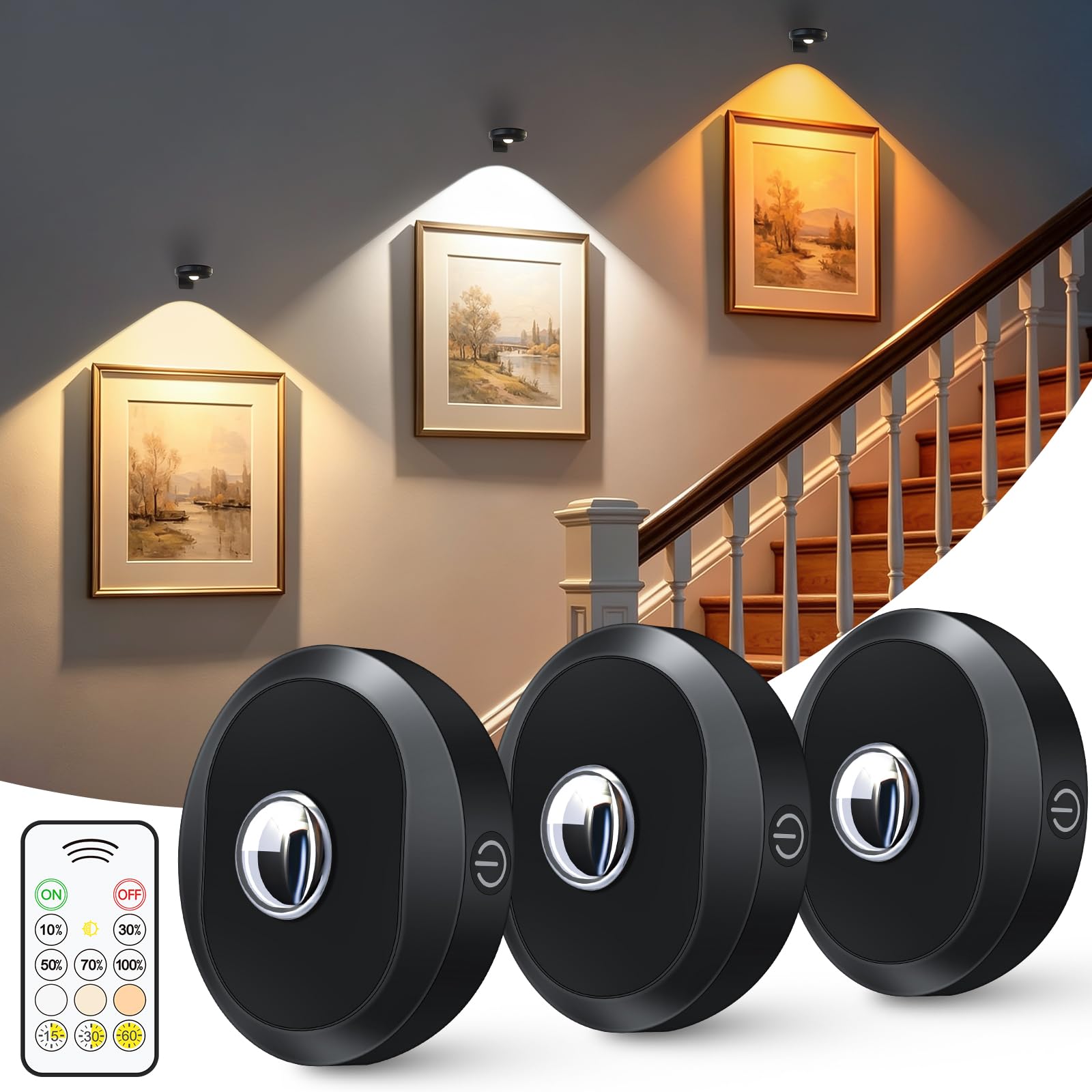WILLED Rechargeable Puck Lights (3-Pack)