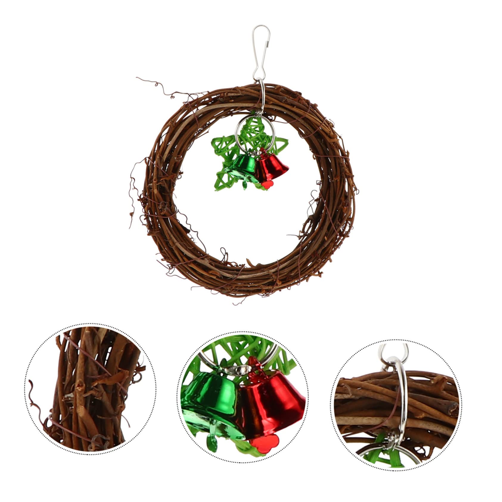 DOITOOL 3pièces Jouet à Mâcher Rotin pour Perroquet Balancoire Rotin Naturel Accessoire De Décoration Murale pour Oiseaux pour Perruches Et Petits Perroquets