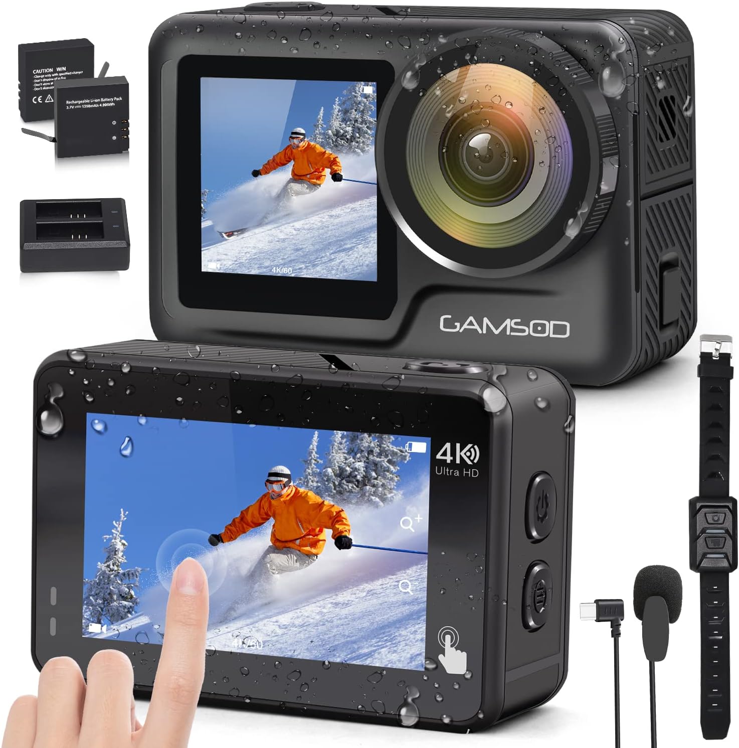 4K Action Camera 20MP, Waterproof Underwater Cameras with Stabilization, Zoom Remote Control WiFi Dual Screen 2 Batteries Sports Camera for Outdoor Sports,Diving