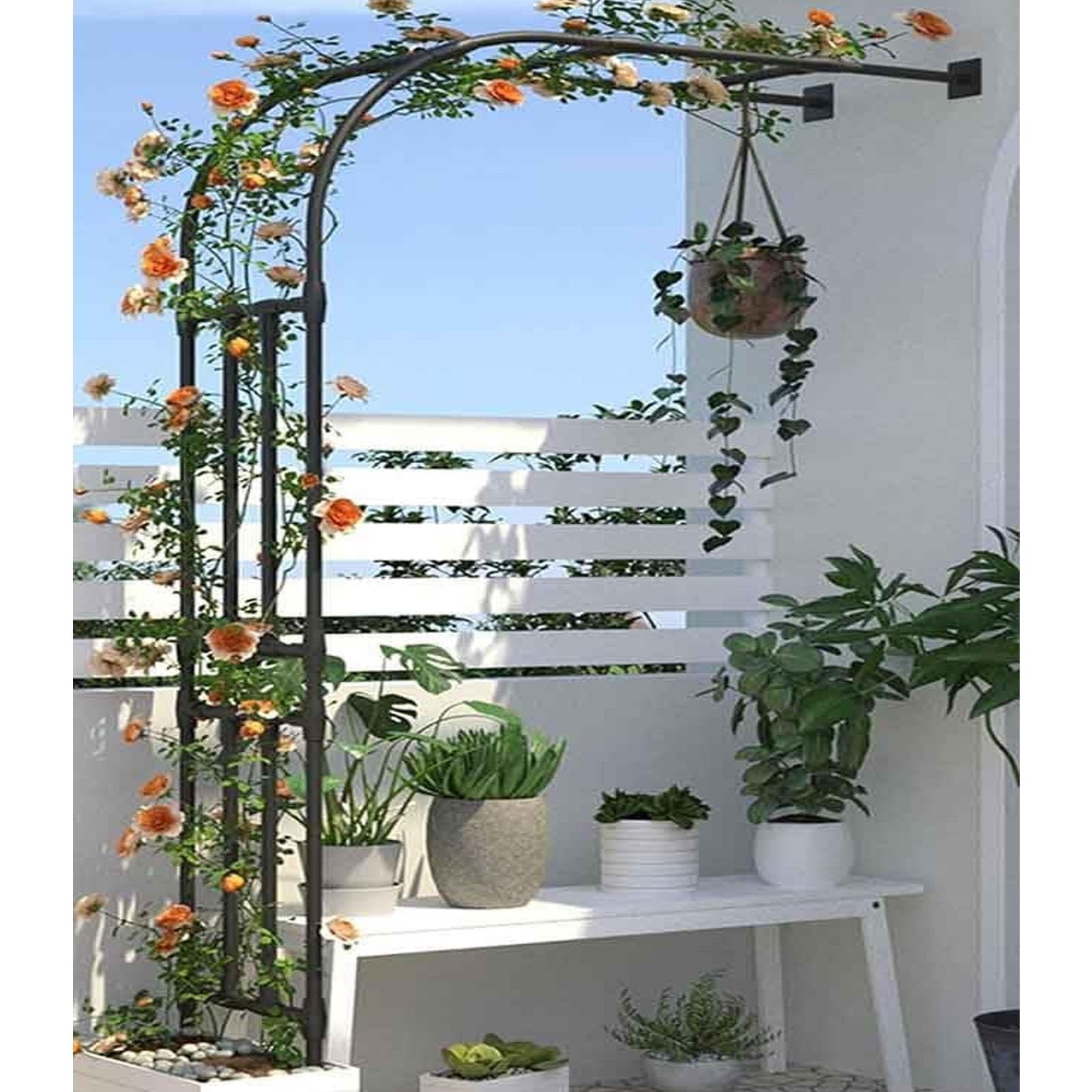 Demi-Arche de Jardin Idéale pour Fleurir une Terrasse en Métal