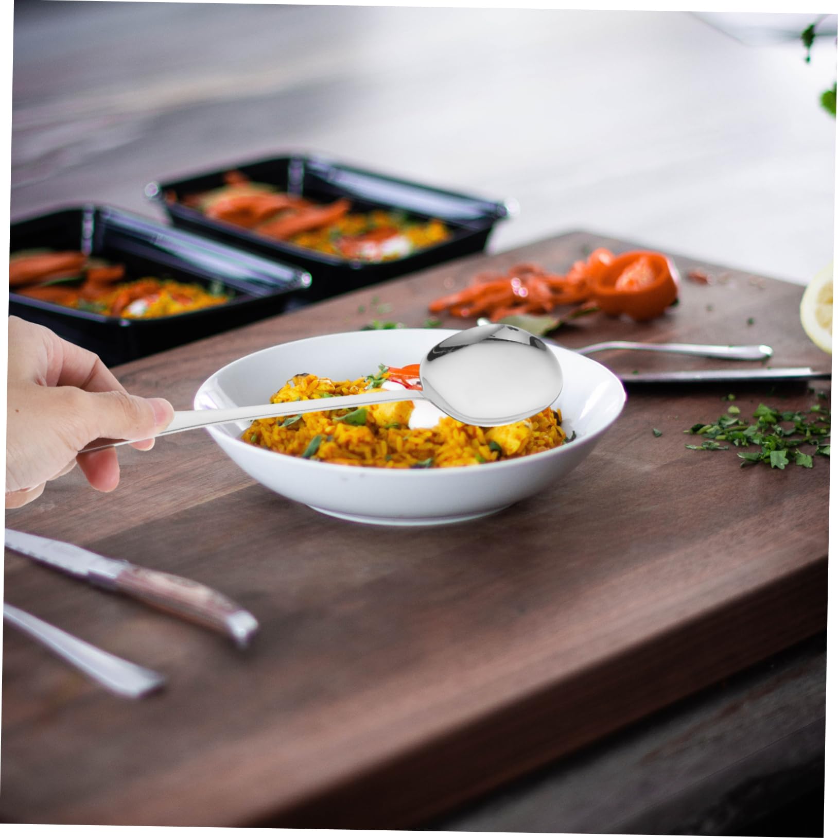 IMIKEYA 1set Handle Serving Spoons Food Utensils for Buffet and Household Use for Salad Soup and More
