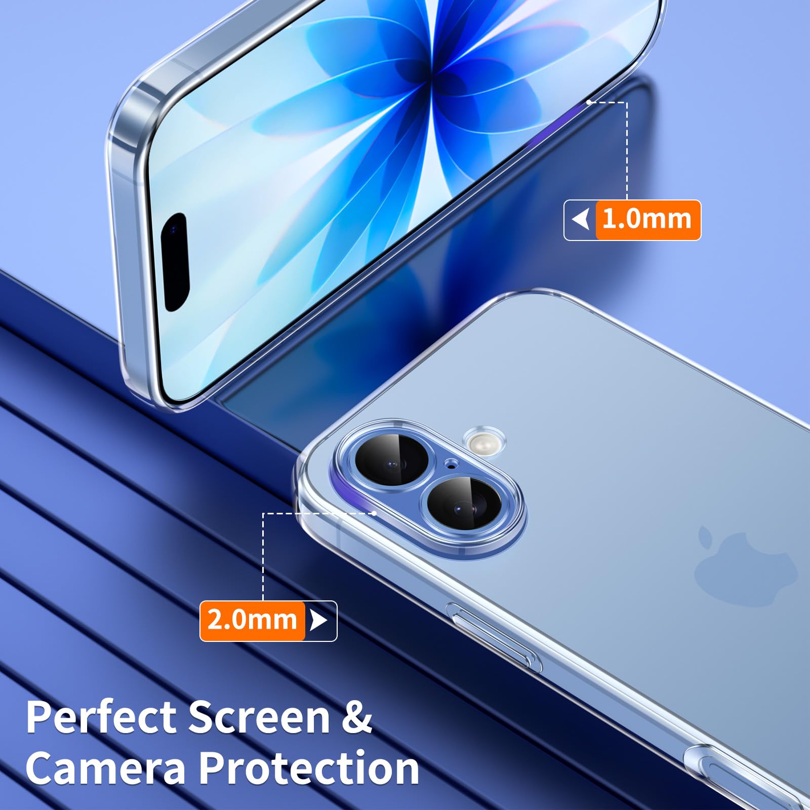 Phoona Cover per iPhone 17 Custodia con 2 Pezzi Pellicola Vetro Temperato,Ultra Sottile Trasparente Silicone Protettiva Case per iPhone 17 Sottile Morbida Antiurto Cover