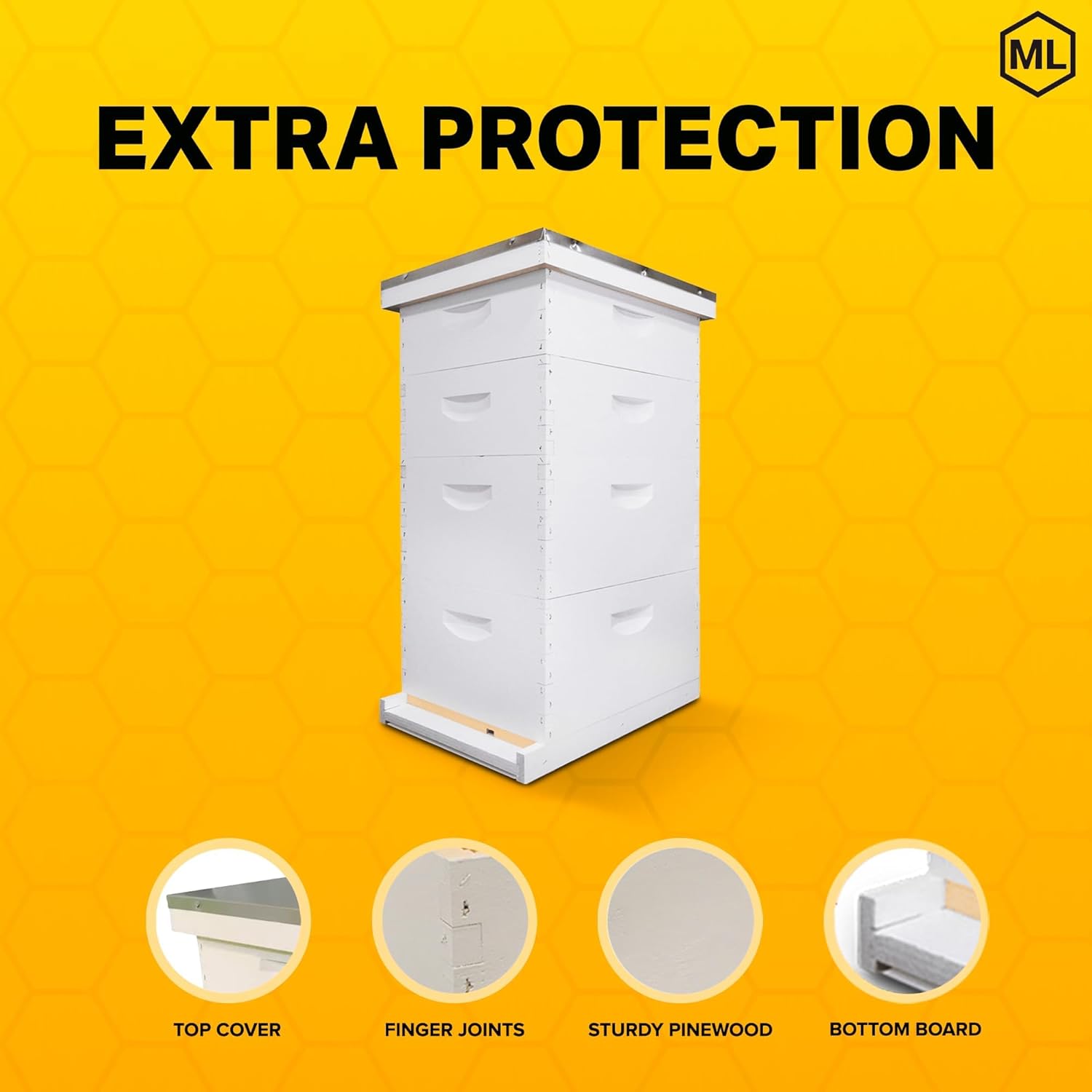 Mann Lake Beehive kit, Completely Assembled Kit, Painted, with Frames and Foundation, Ready to Use,10 Frame Kit, 2 Deep Bee Boxes, 2 Medium Supers, Made in The USA - Image 4