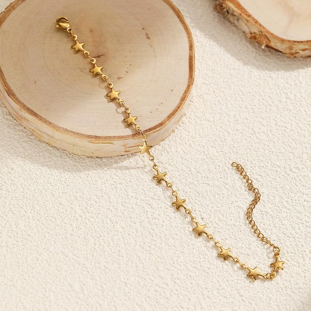 Gold Star Bracelet for Women Trendy Pentagram Stainless Steel Jewelry Dainty Anniversary Lucky Blessing Bracelet - Image 8