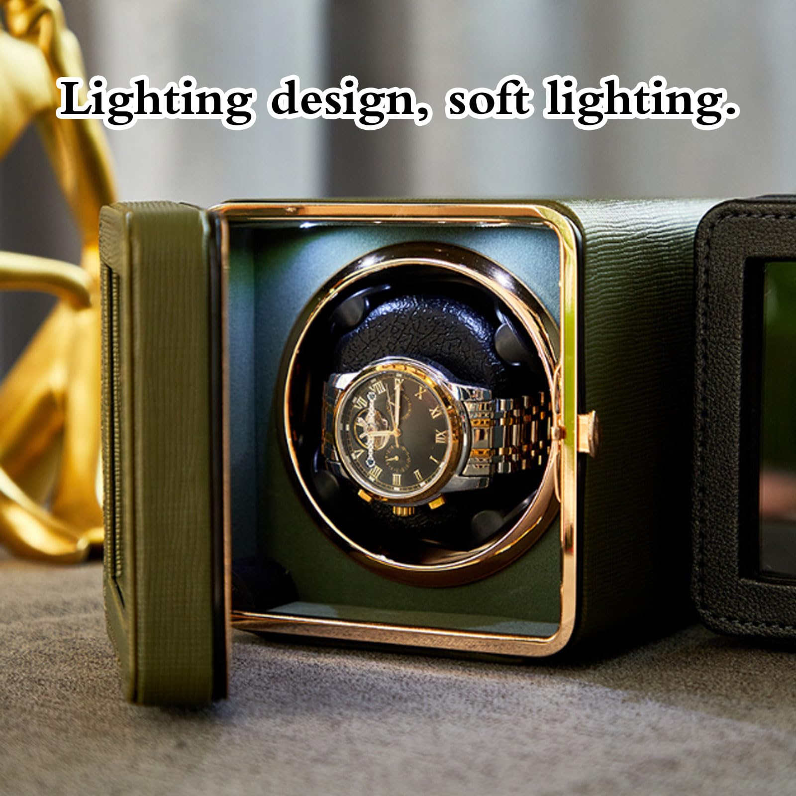Watch Winder Carica Orologi,Scatola Carica Orologio,Scatola Rotante per Orologio,Porta Orologi Automatici,Macchina del tempos Orologi,con Motore Silenzioso,Rotazione Bidirezionale.