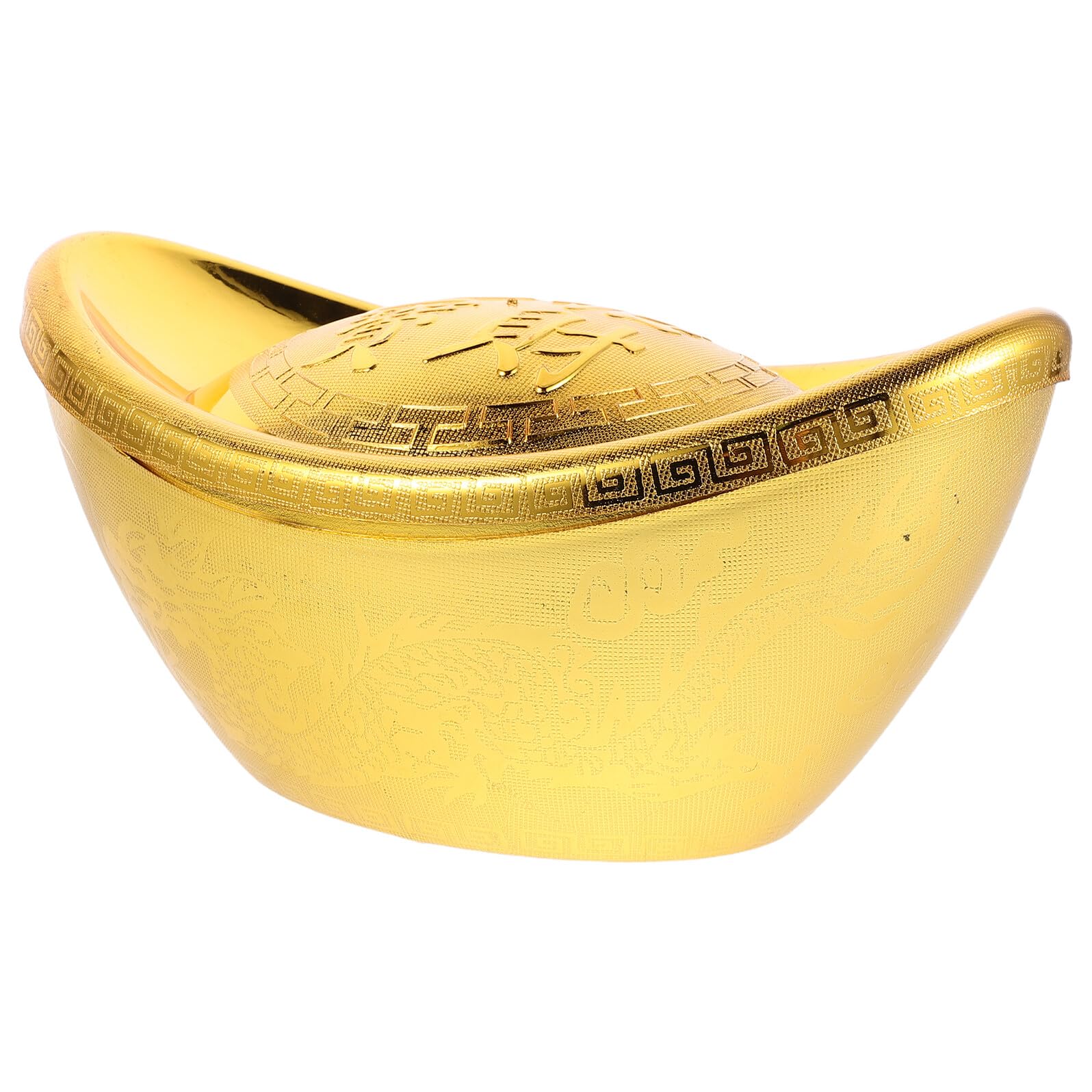 Generic Złota figurka Yuan Bao w stylu vintage 9,63 x 5,11 x 4,72 cala Plastikowe ozdoby Feng Shui Powodzenia Minimalna konserwacja Dekoracja świąteczna na świąteczne ustawienia 2026 Nowy Rok Festiwal