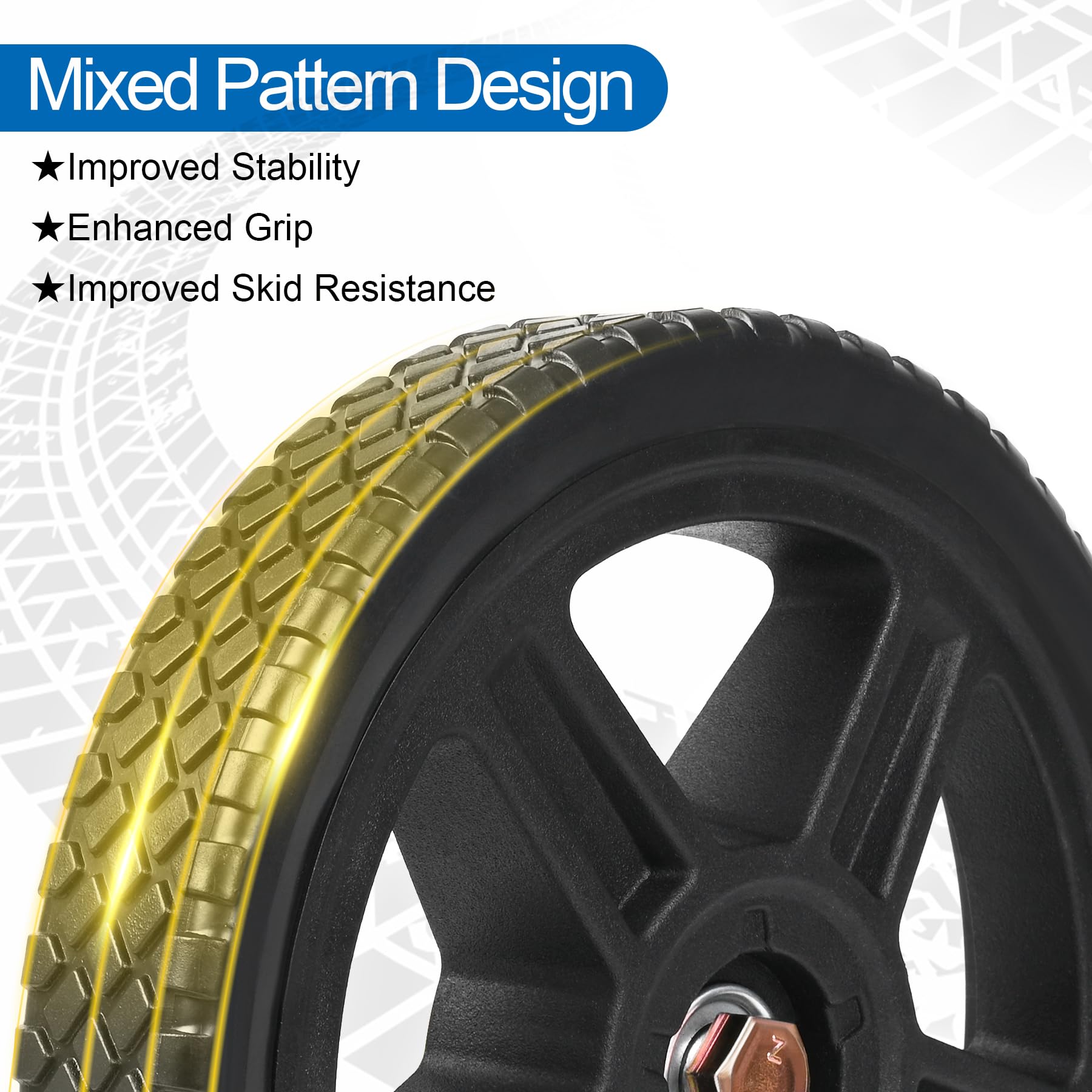 Kit di ruote universali per tosaerba da 20,3 cm, con cuscinetti da 1/2", bulloni e dadi, pneumatici di ricambio in plastica per la maggior parte delle motozappe da giardino standard