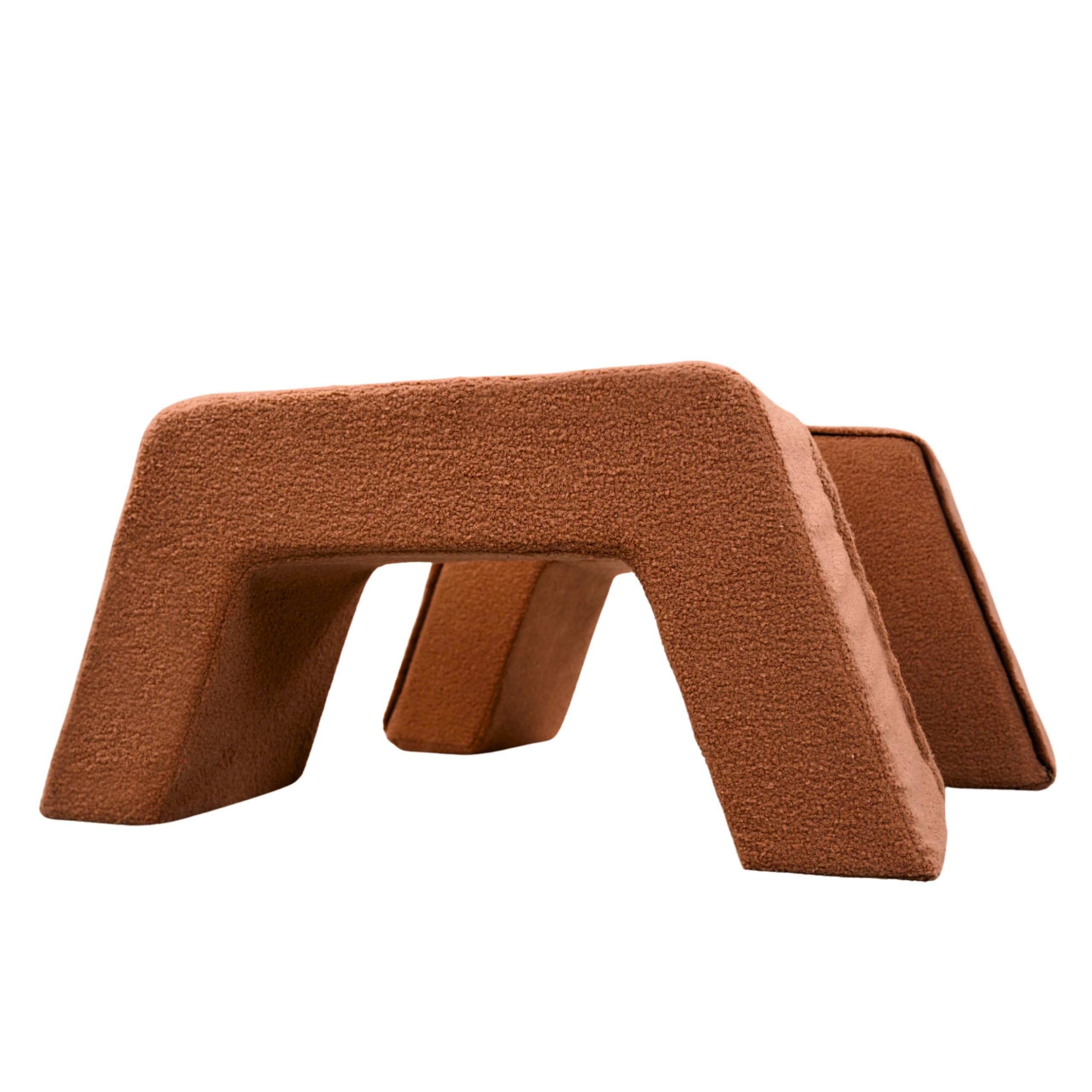 Flumi Kinderspielplatz aus Schaumstoff Montessori 6-teiliges Indoor Spielset, modulare Softbausteine für motorische Entwicklung mit waschbarem Bezug (braun Boucle)