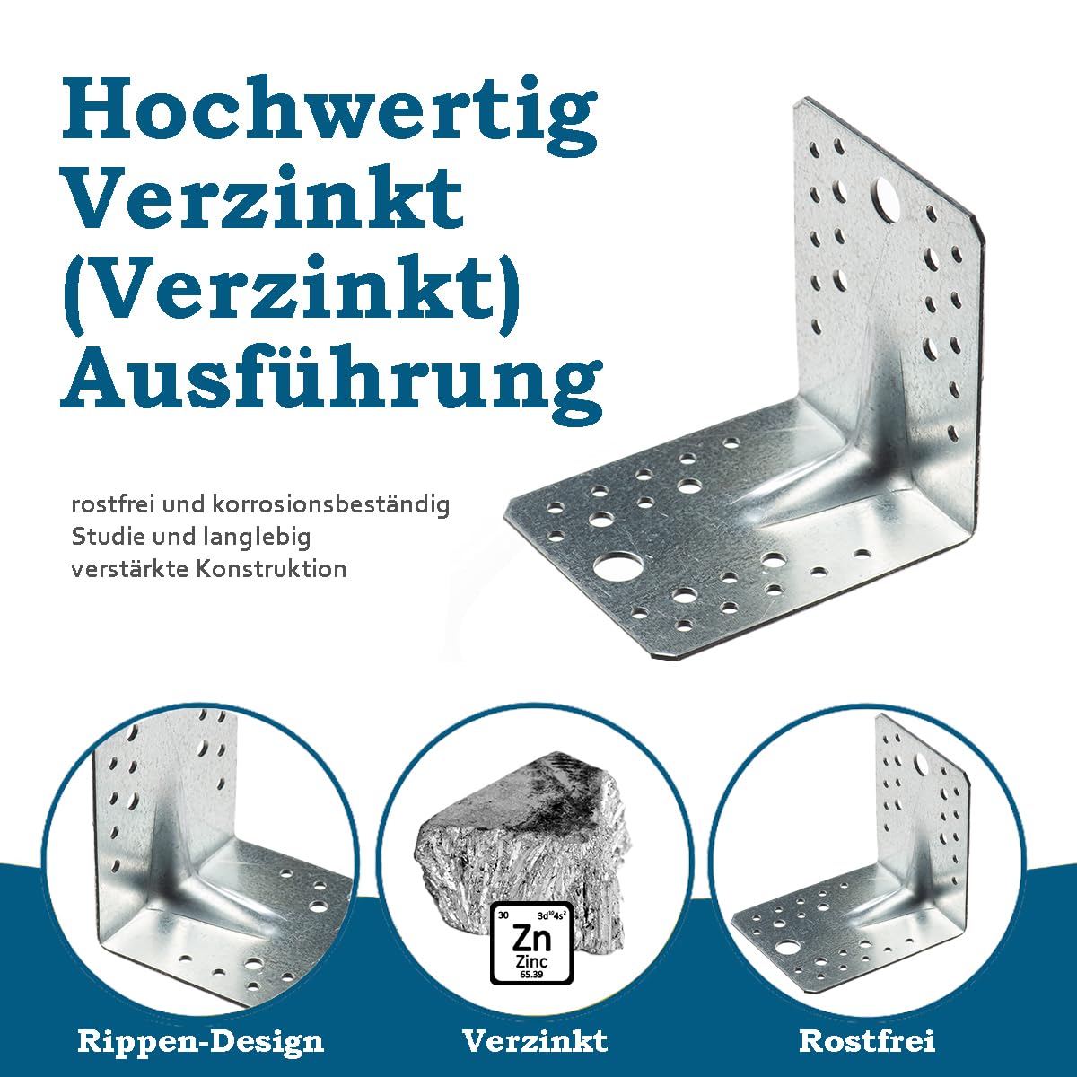 Connettore Angolare Gedotec Per Carichi Pesanti Con Fori Eurocodice A 90&deg; | 4 Pz. Ferro Angolare - 50x50x35 Mm | Base Palo Con Nervatura Avvitabile | Angolo Metallo Angolo Metallo Angolo 90&deg; Metallo
