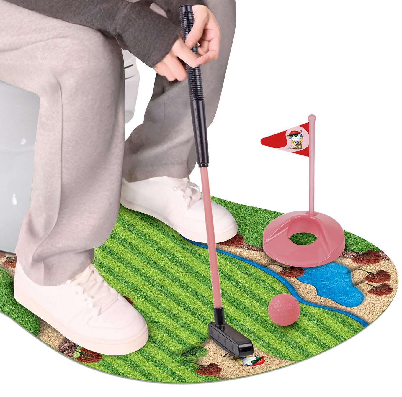 GOODLYSPORTS Toilet Golf, Mini Golf Game - Golf Gifts for Women, Gag Gifts Funny Adult - Funny Gift for Women, Mom, Sister, Girlfriend, Birthday, Mothers Day - White Elephant Gifts for Adults