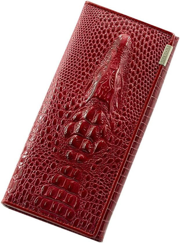 Genuine Leather Purse Wallet Crocodile Long Clutch Wallets Women Female Coin Purses Holders (Blue)