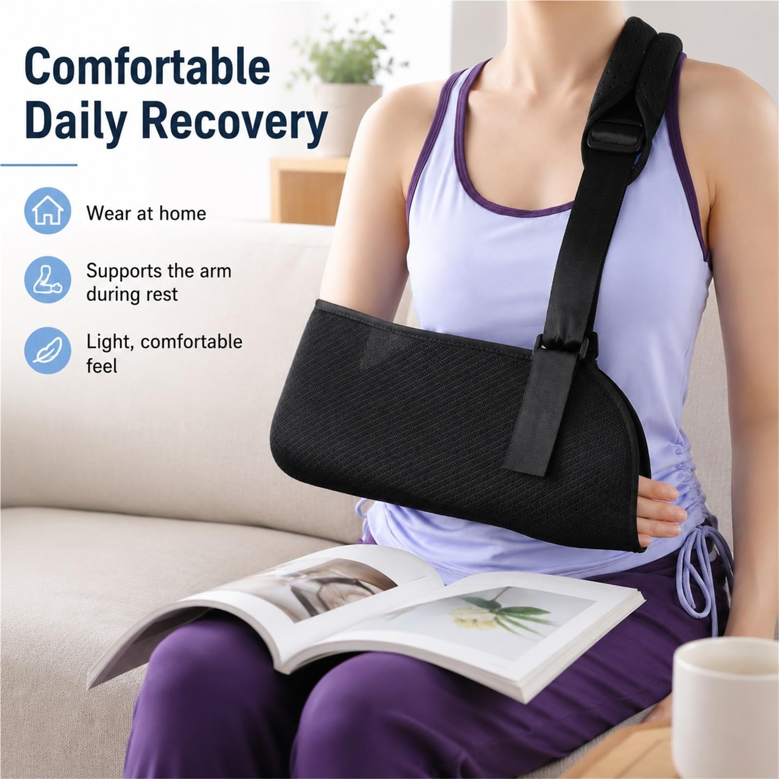 Cabestrillo para Brazo Inmovilizador de Hombro para Hombre y Mujer, Soporte Ajustable Acolchado para Manguito Rotador, Fracturas y Luxaciones, Correa Transpirable(L)