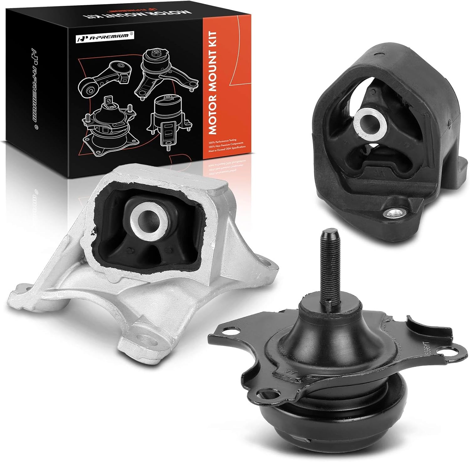 A-Premium Engine Motor Mount Kit Compatible with Honda CR-V CRV 2002 2003 2004 2005 2006 2.4L, Manual Transmission, 3-PC Set, Replace# 50840S6M010, 50821S9A013