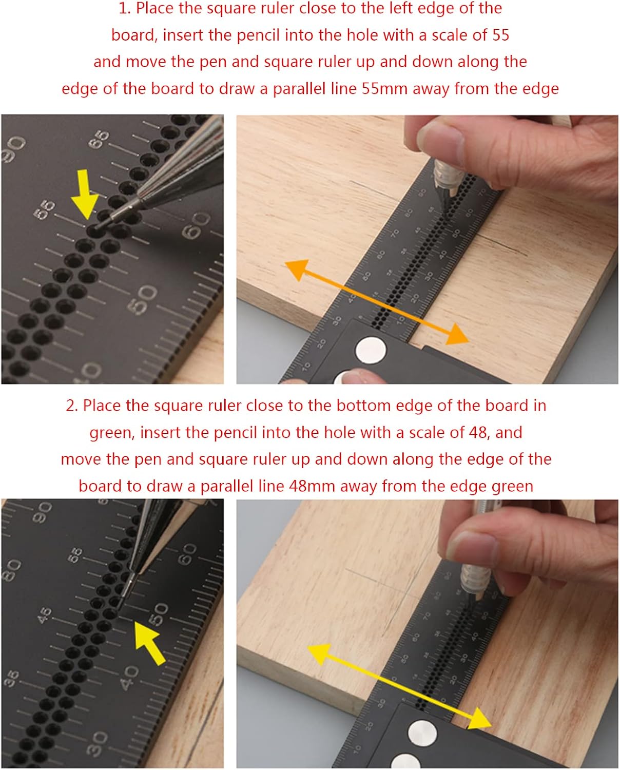 Angle Ruler, Precise Carpenter Square Layout Tool Woodworking Gauge Parallel Line Marker Point Multifunction Right Ruler