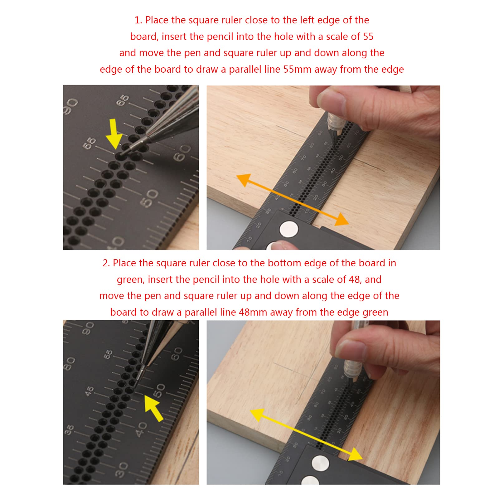 Manometro multifunzione per la lavorazione del legno, linea parallela, righello per falegname, strumento di layout in lega di alluminio, strumento di layout per falegname, strumento di misurazione per