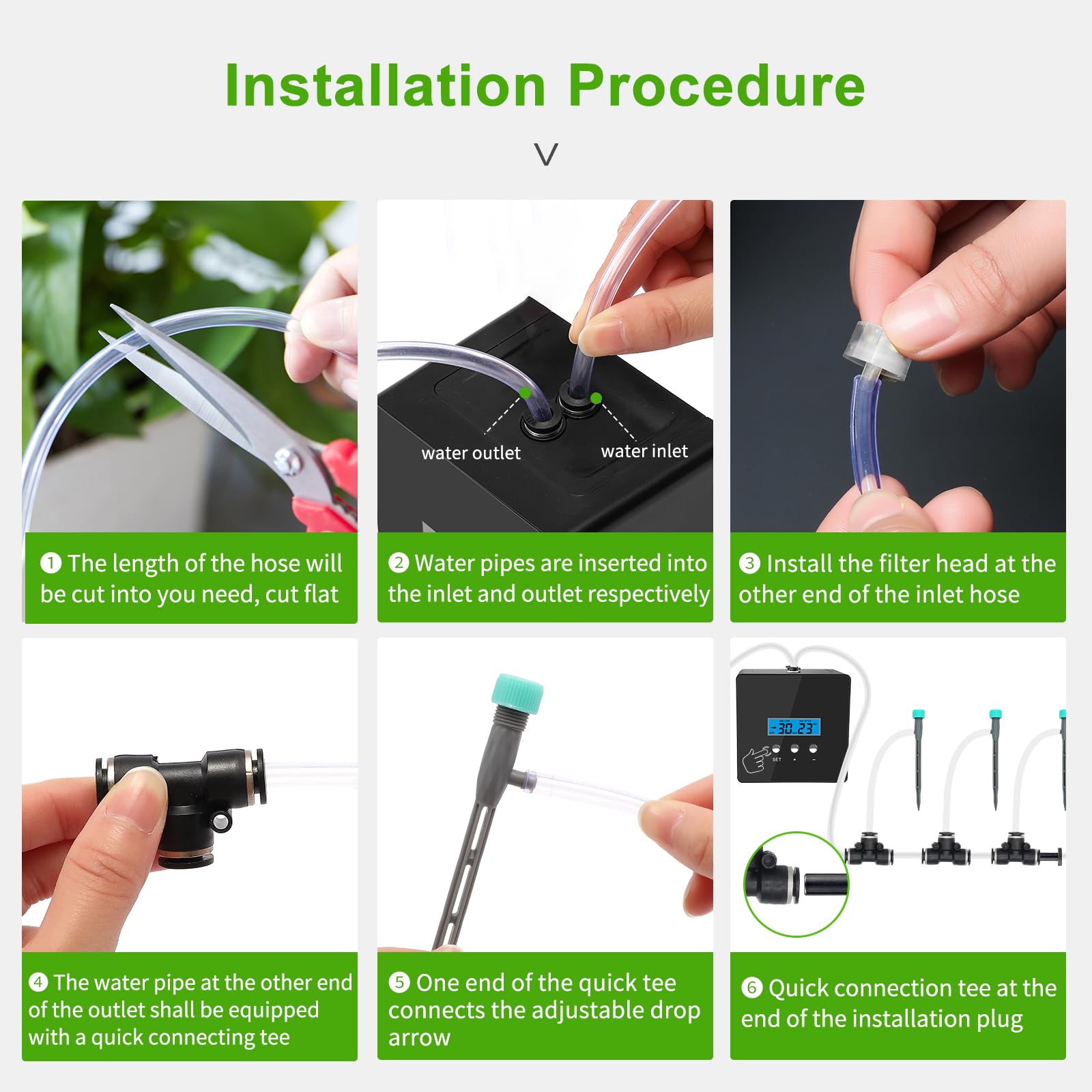 Système d'arrosage pour plantes d'intérieur, 10 dispositifs d'arrosage automatiques, minuterie programmable de l'eau, pompe auto-amorçante, kit de système d'irrigation goutte à goutte
