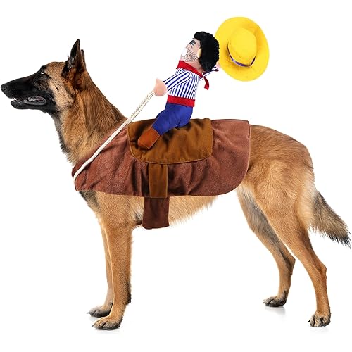 Dog Cowboy Costume, Dog Halloween Costumes Cowboy Rider Dog Costume Funny Dog Costume for Small Medium Large X-Large Dogs (XX-Large)