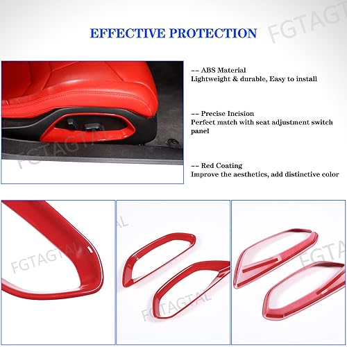 Miniatura 6 de Panel de botón de ajuste de asiento para Chevrolet Corvette C8 Stingray 2020-2024, marco de decoración de paneles de ajuste de asiento de automóvil