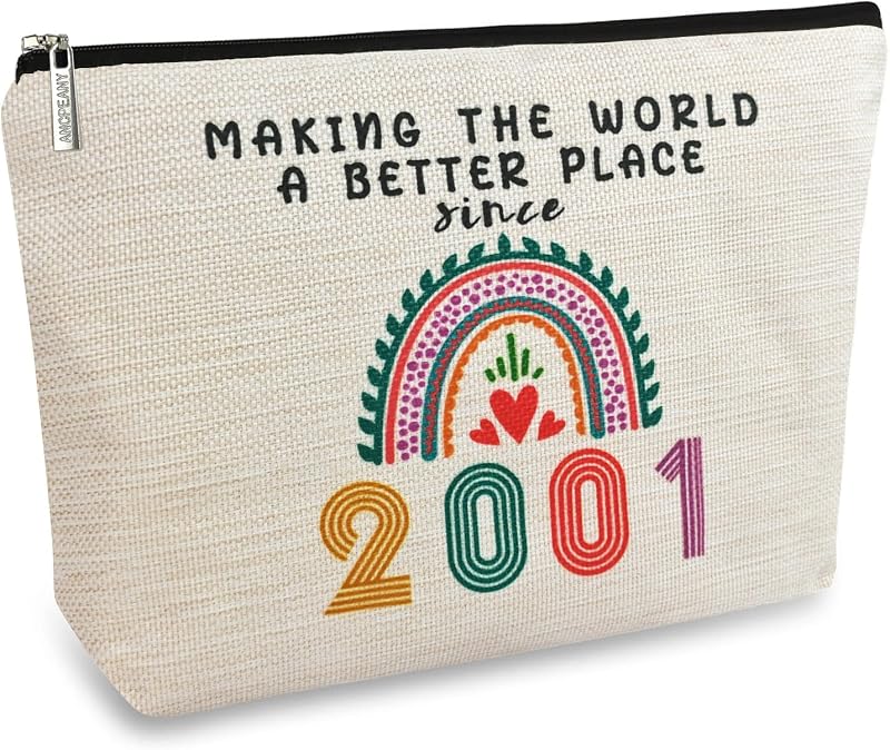 Necessaire de maquiagem ancpeany com estampa de letras, cor 2001, 25,4 cm x 4,32 cm x 17,78 cm