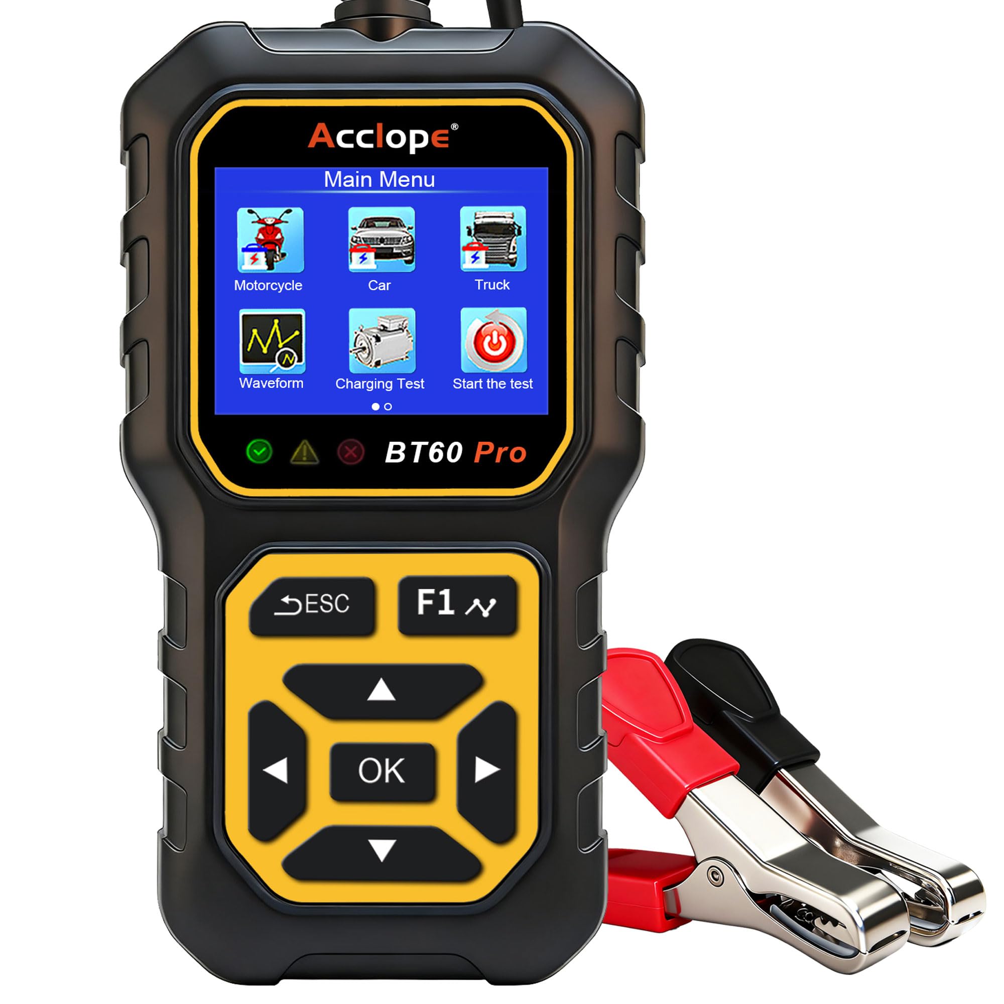 BT60 PRO Autobatterie Tester, 6V 12V 24V Batterieprüfer, Digital Analysegerät für AGM, Lithium, Gel Batterien, 100-3000 CCA, mit Cloud-Druckfunktion