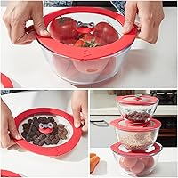 Vista 8 de 4 unidades de tapas de repuesto para recipientes de vidrio Pyrex 7201-PC de 4 tazas, tapa de silicona para tazón mezclador, hermética, color rojo