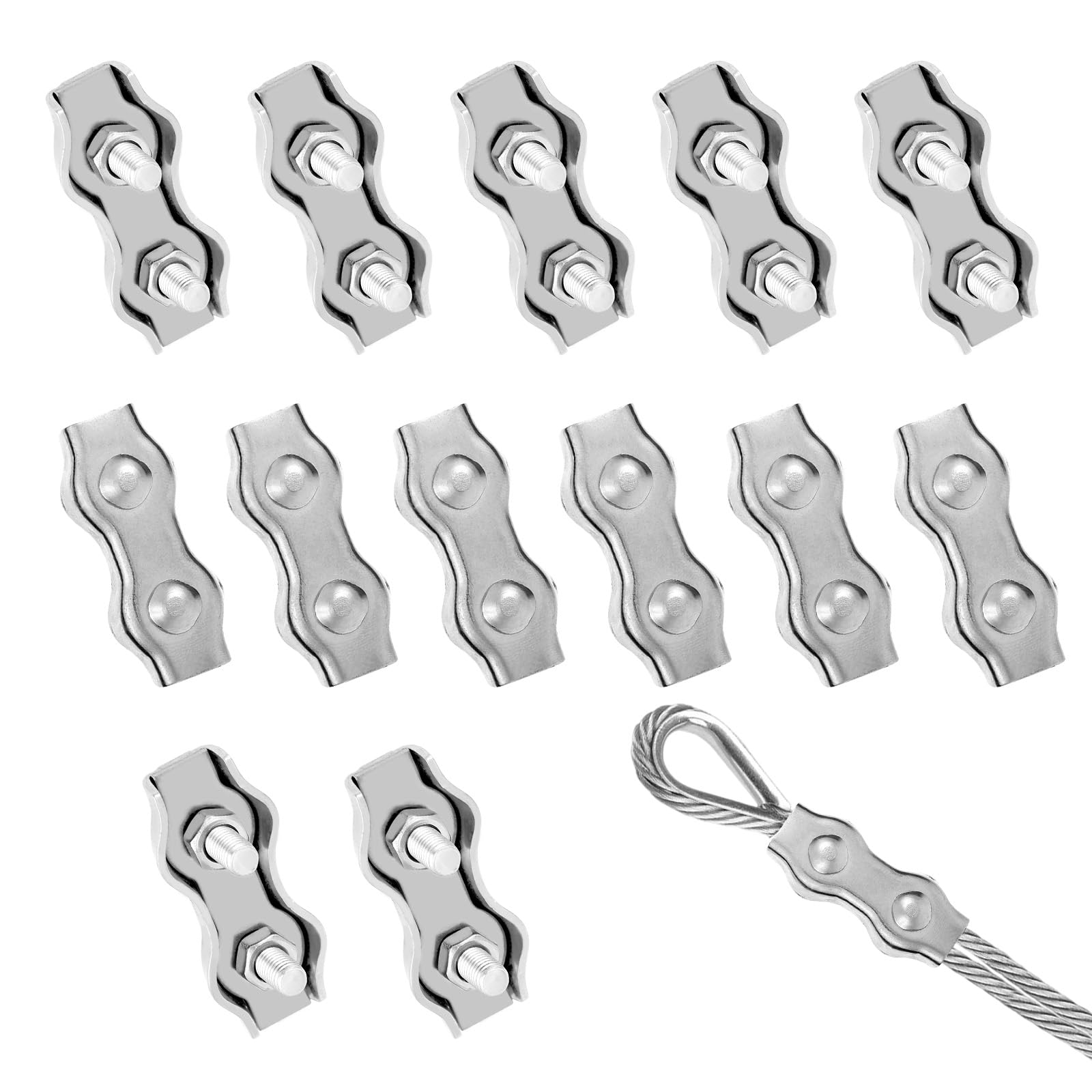 12 Stück M3 Duplex Drahtseilklemmen – Edelstahl 304 Für 3 Mm Seil, Rostfrei, 2-Bolzen Für Hohe Haltekraft