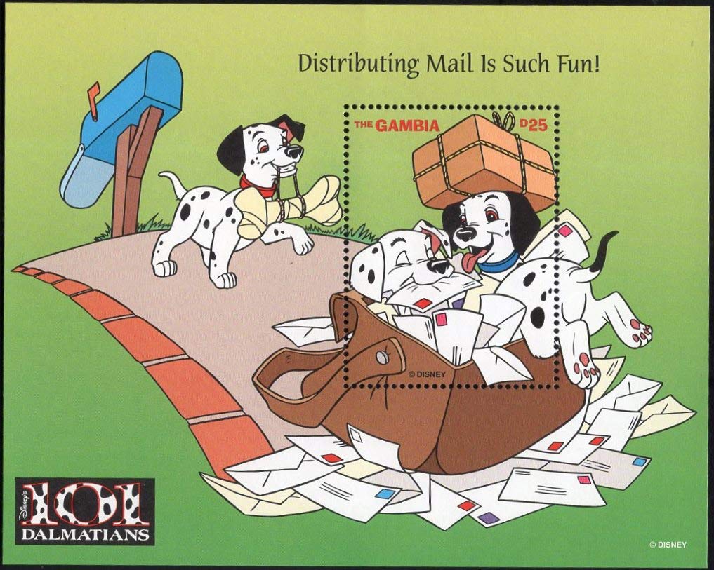 Cartoon Character Dog 101 Dalmatians from Gambia Mint Miniature PHILAIMPEX