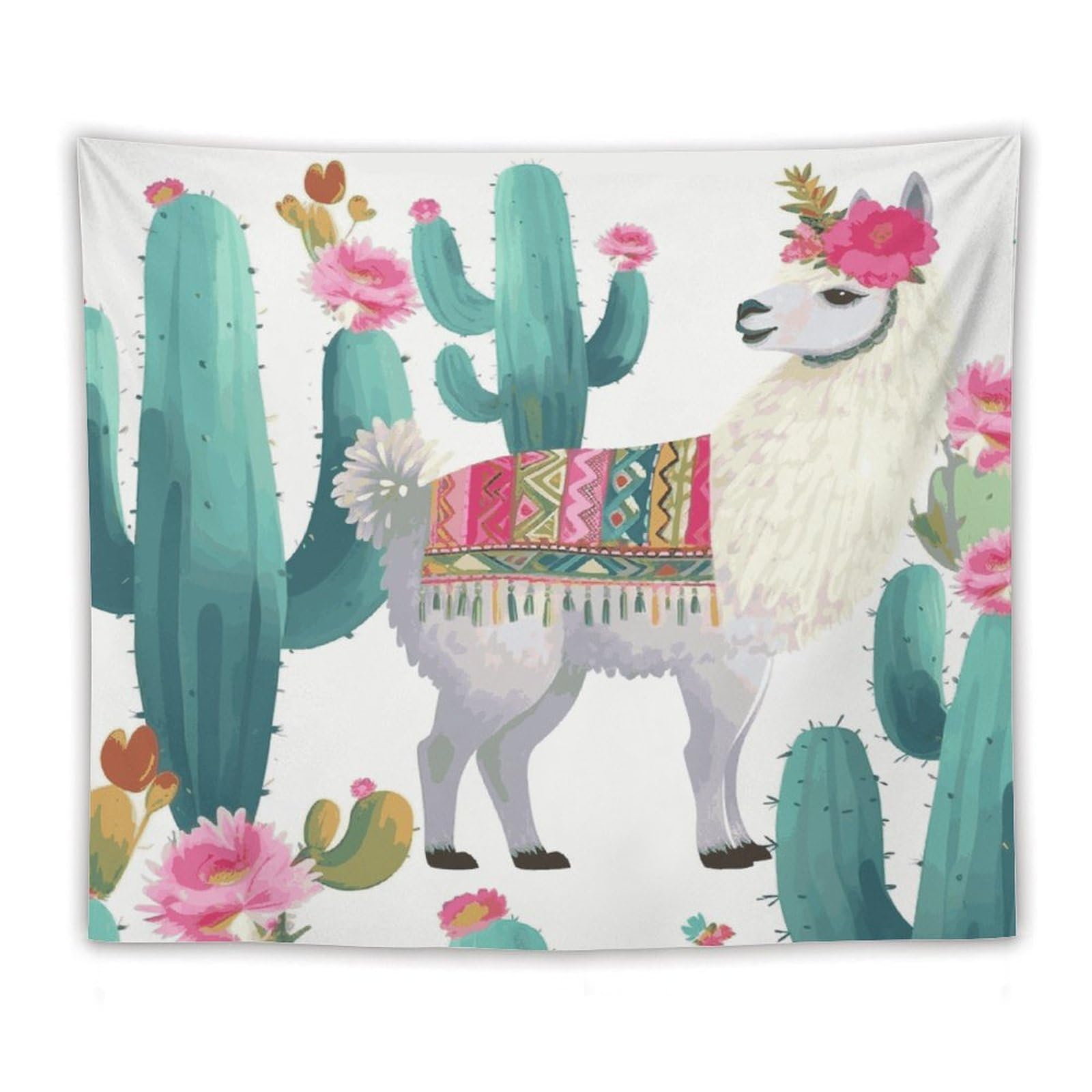 LDGSUPH Tropical Llama Alpaca Cactus Flower Tapestry Wall Hanging Decor Anti-fading Aesthetic Wall Tapestries Fashion Wall Blanket Decor Modern Wall Art Tapestry for Bedroom Home Decor 50"x60"