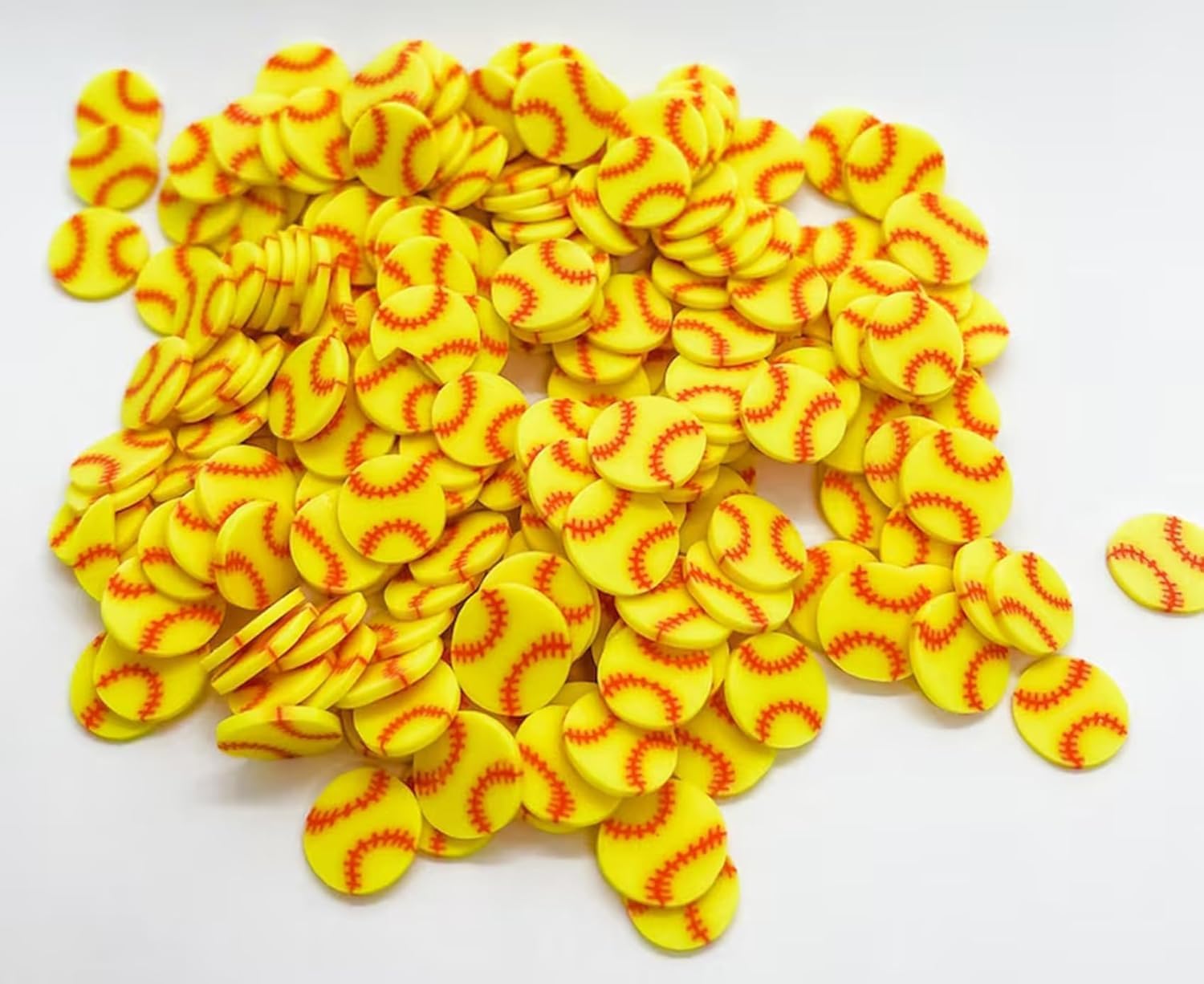10 Gram Yellow Softball Clay 5mm Slices, Ball Sports Love Polymer Clay, Softball Slime, Nail Art Faux Craft, Decorations,This Product is not Suitable for Children Under 12