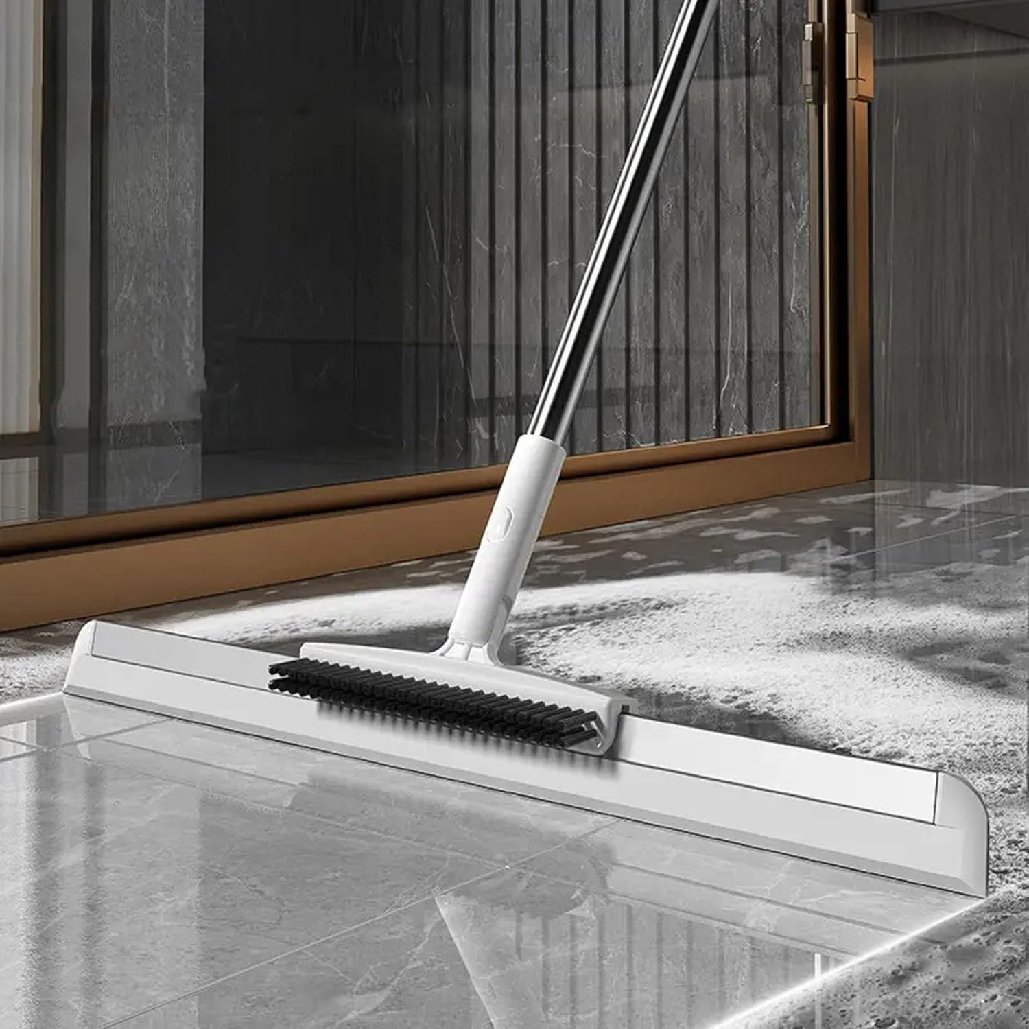 MUSVUZA 2 in 1 Floor Cleaner Mop Magic Broom for Scraping and Sweeping 180° Rotate Bathroom Floor Brush Scraper with Long Handle,Glass,Tile,Windows, Kitchen to Remove Water,Dust Cleaning Tool-image-12