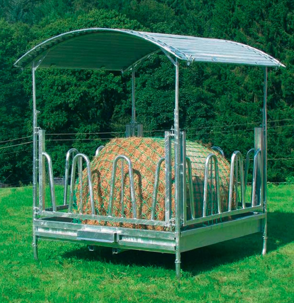 Kerbl 291261 - Rete per balle di Fieno, Dimensioni 3,6 x 2,4 m, Larghezza Maglie 100 x 100 mm, Rete da Fieno per grondaia, Colore Verde