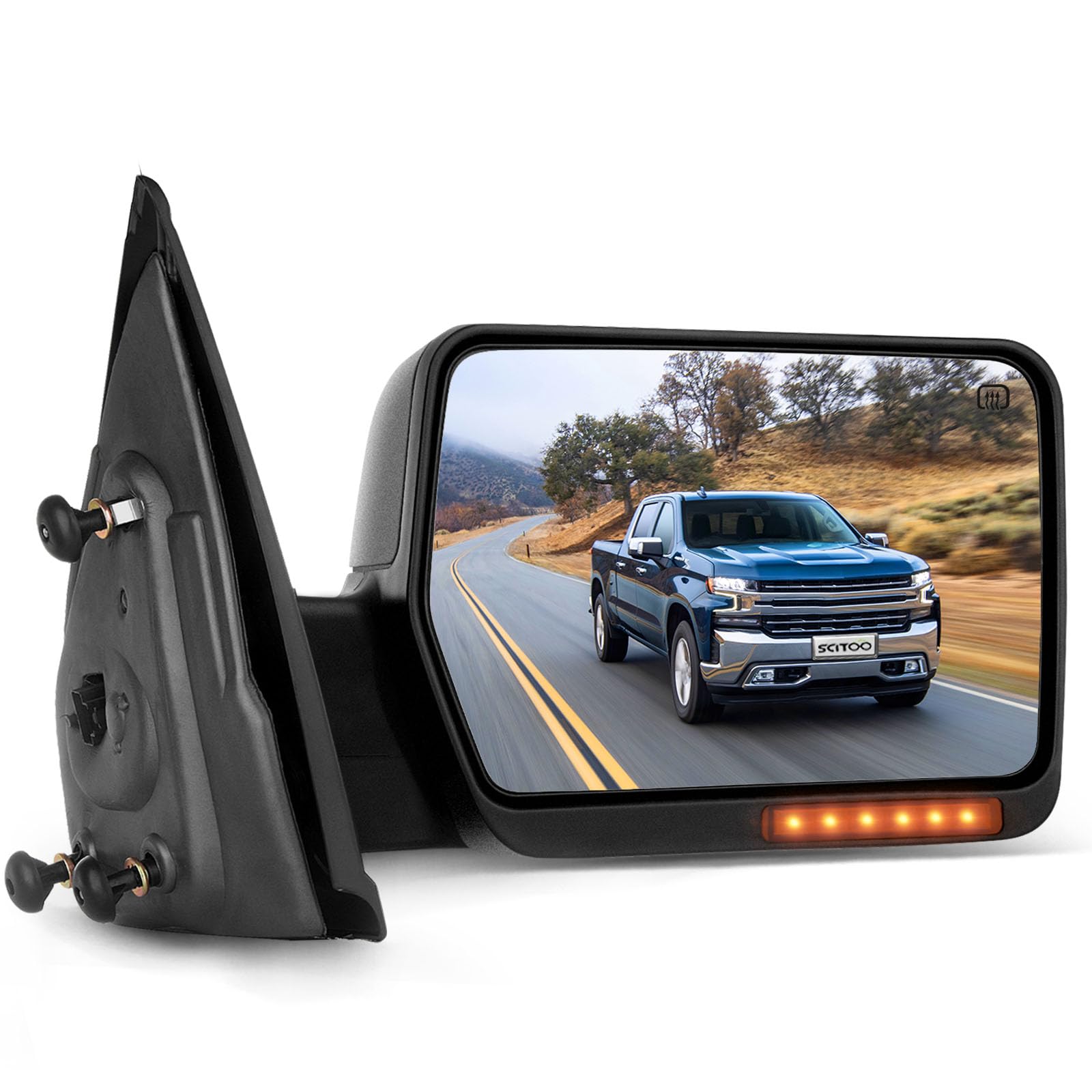 SCITOO Right Tow Mirror Compatible for 2004-2014 Ford for F-150 Chrome