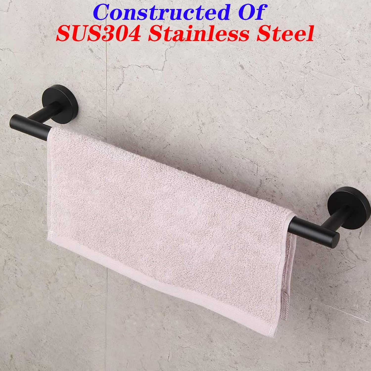 GERZWY Bathroom Towel Bar 18" Stainless Steel Towel Bar Matte Black Contemporary Style Wall Mount for Bath Kitchen AG1101C45-BK