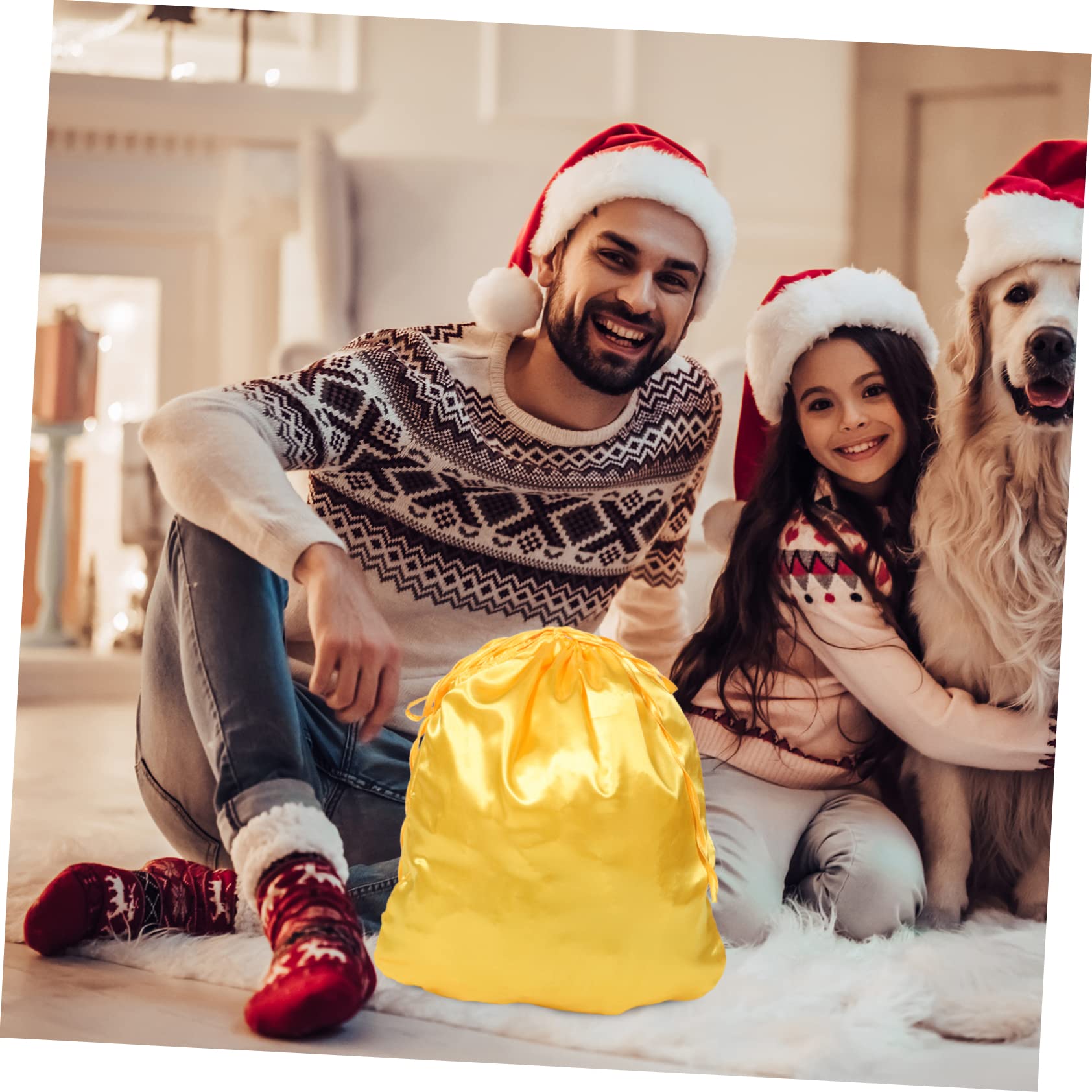 Gatuida 4pezzi Sacchetto Natale Con Coulisse Borsa Festiva Per Dolci Regali e Feste Di Natale Capacità Elevata e Leggera