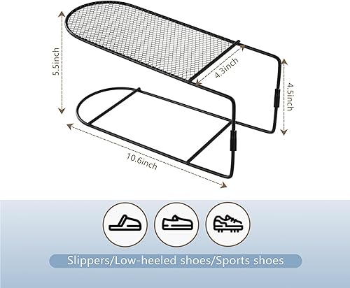 Miniatura 2 de CiBiZi Organizador de ranuras para zapatos, paquete de 6 apiladores de zapatos de metal para un par de zapatos, soporte para zapatos de doble capa,
