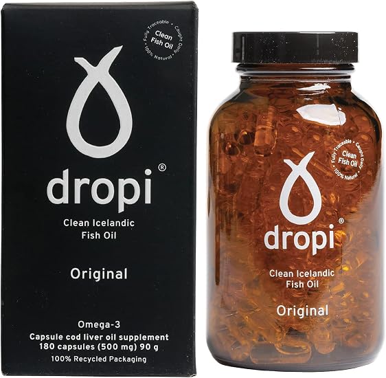 Dropi Olio di fegato di merluzzo islandese puro - 180 capsule extra vergine  : Amazon.it: Salute e cura della persona