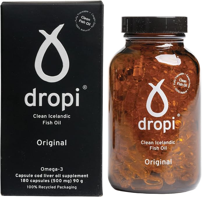 Dropi Olio di fegato di merluzzo islandese puro - 180 capsule extra vergine  : Amazon.it: Salute e cura della persona