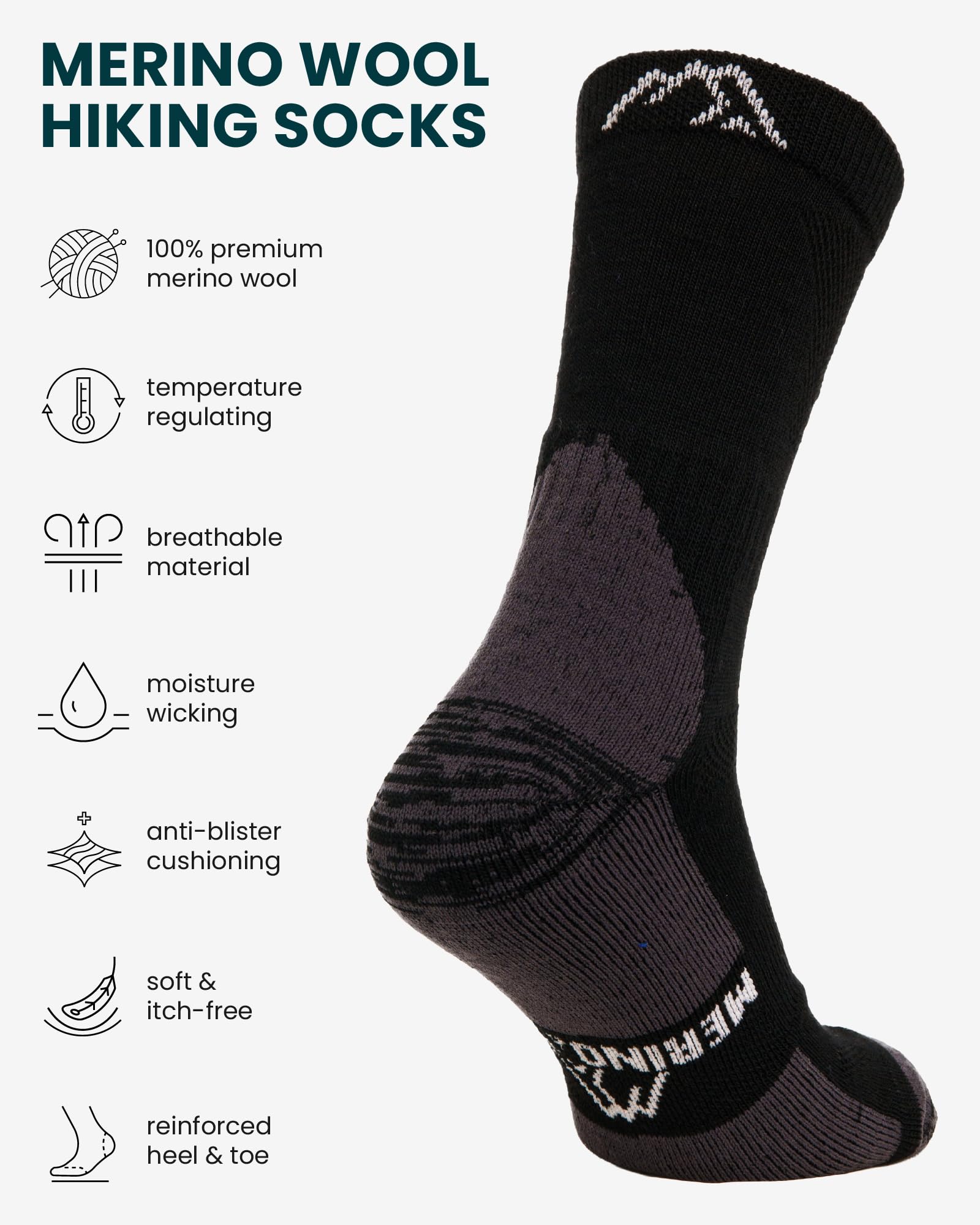 Merino.tech Calcetines Térmicos Lana Merino para Hombre y Mujer - Transpirables, Suaves, Trekking y Deporte