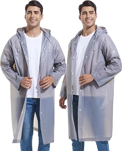 2 ponchos de lluvia reutilizables para adultos, abrigos de lluvia Borogo para adultos, chaquetas impermeables para hombres y mujeres