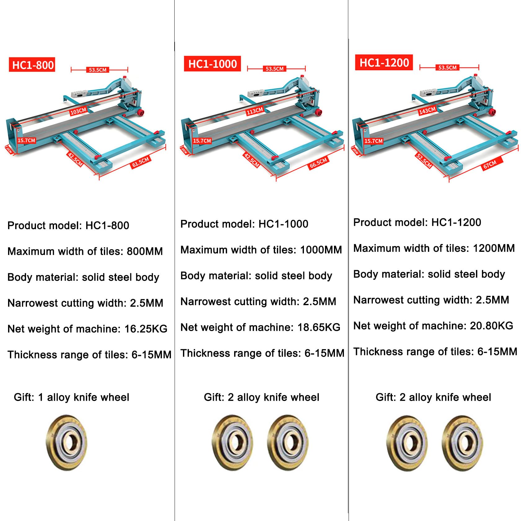 YEHOZZ High Precision Manual Tile Cutter with Wheels, Cutting Thickness 6-15Mm, Floor Tile Cutting Machine for Wall Tiles, Porcelain Ceramics,HC1-1000