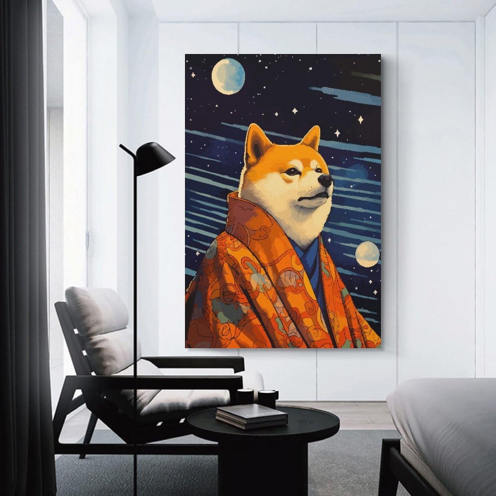 Junmoney Unframe-Shiba Inu Retro Pixel Art Canvas Wall Art Shiba Inu Retro Pixel Art, 16X24inch(40X60cm), For Gallery Wall Decor And Room Displays, Decorative Artwork With Flexible Styling