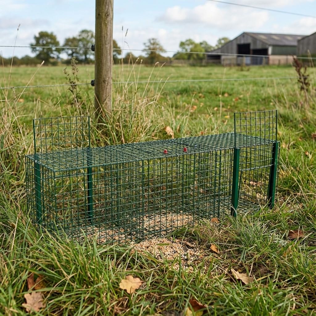 Suinga Trampa para Animales Vivos 90x30x30 cm con 3 Departamentos – Jaula Trampa para Palomas y Pájaros