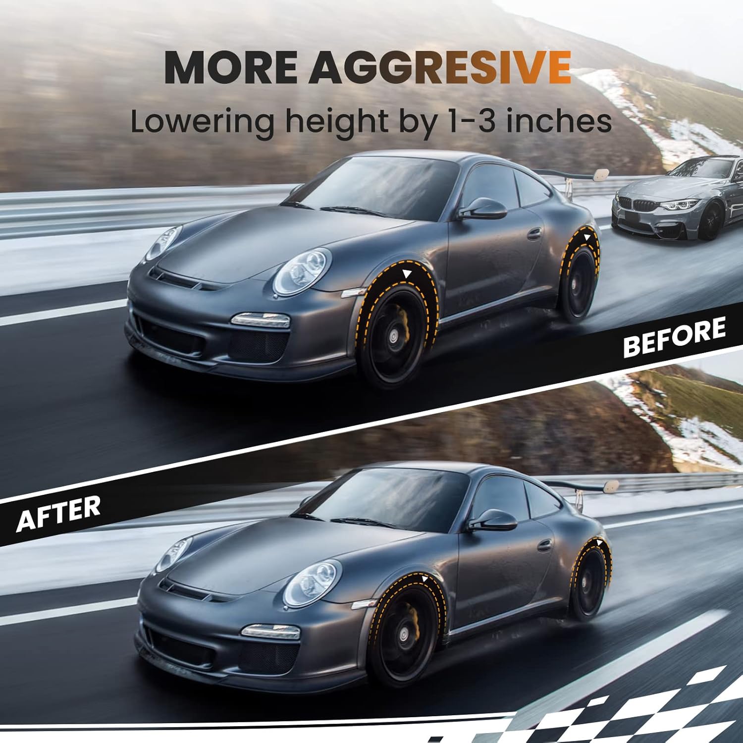 maXpeedingrods Racing Coilover for BMW E46 316i 318d 320i, 323i 325i 328i 330i 1998-2006, 24 Levels Damping Adjustable Coilovers Suspension Kit, Height Adjustable T7 Upgraded Lowering Kit