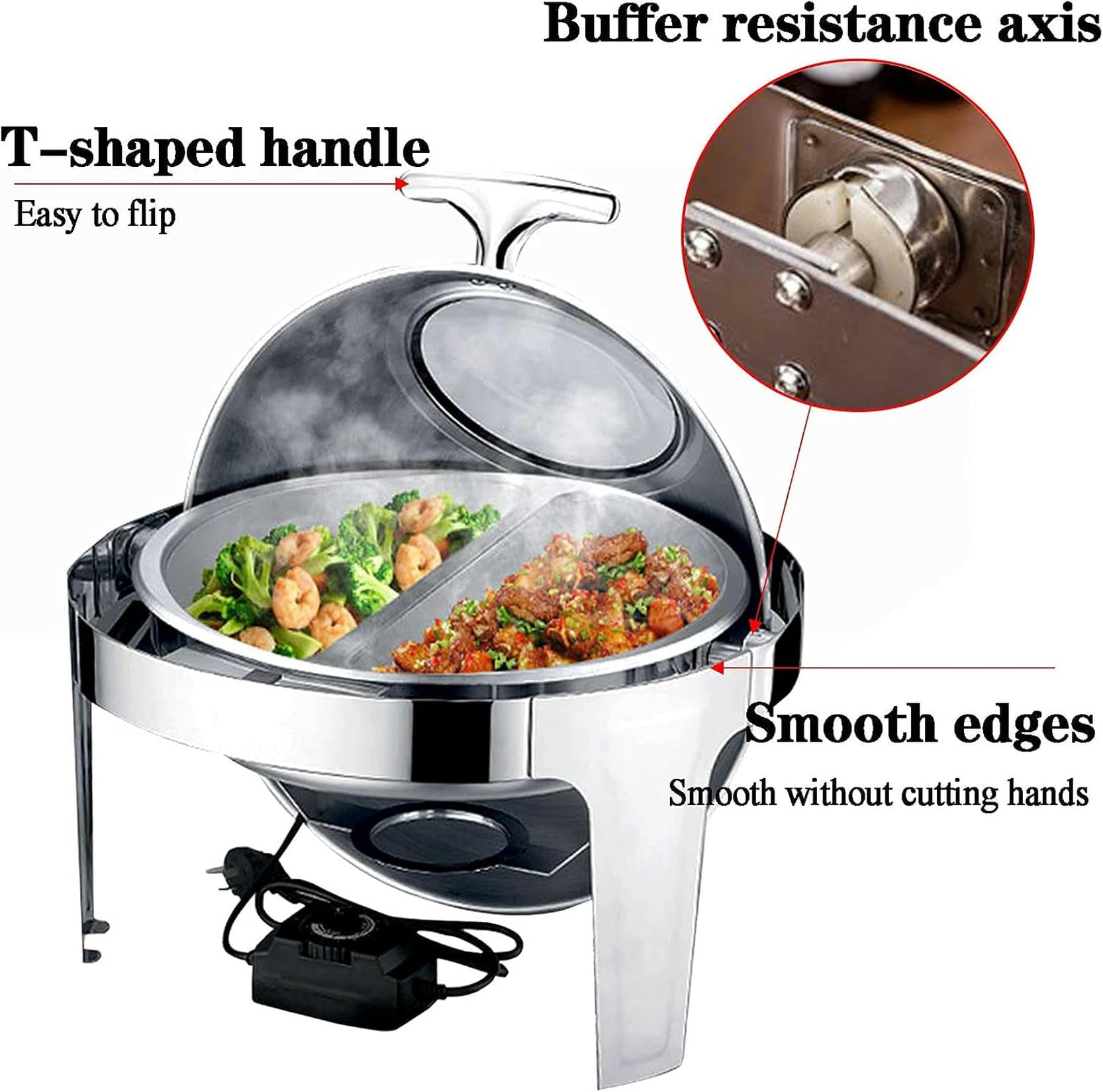 Scaldavivande Elettrico da Servizio, Scaldavivande Elettrico da 6 Litri per Feste, Buffet e Casa, Set di Posate e scaldavivande in Acciaio Inossidabile con Coperchio Visibile, 400W